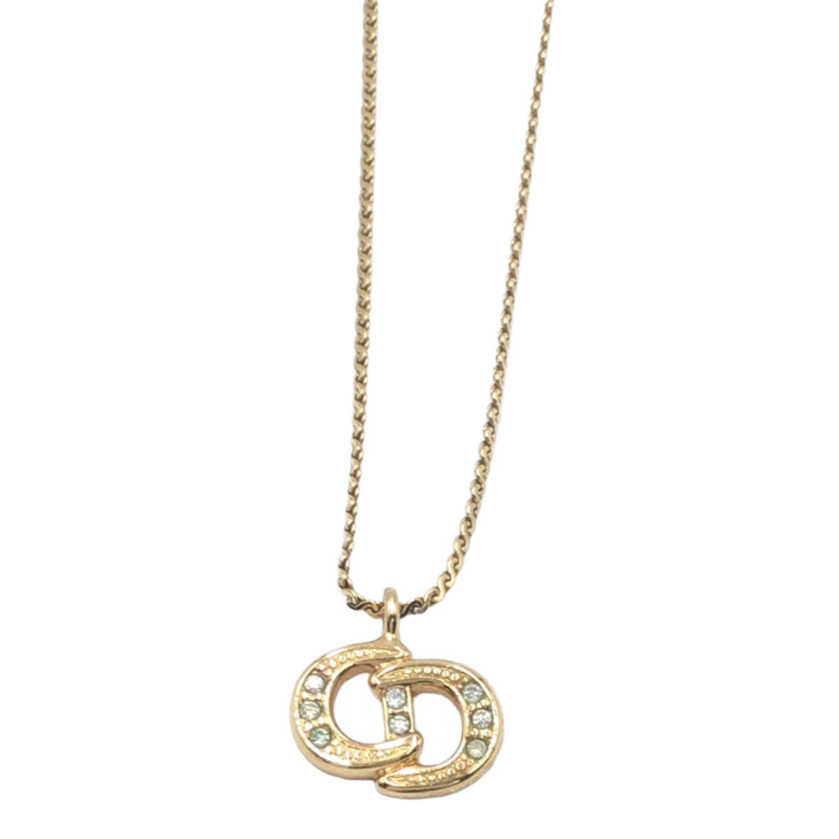 D-019
Dior ディオール ラインストーン CDロゴ ゴールド 金 メタル ネックレス ペンダント  レディース