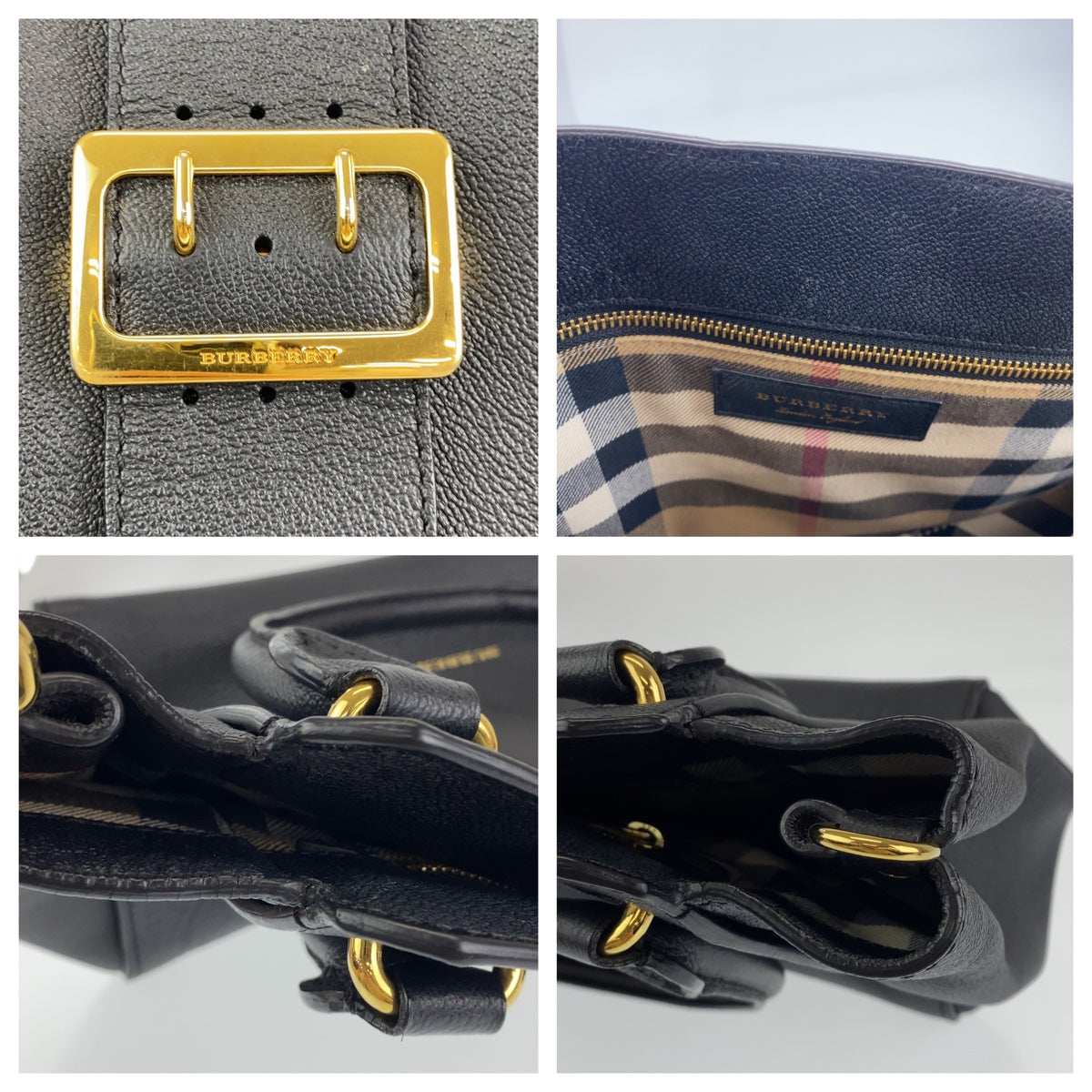H-0381
BURBERRY バーバリー ベルトトート ブラック 黒 ゴールド金具 レザー 4029022 ショルダーバッグ ハンドバッグ 2WAY  レディース