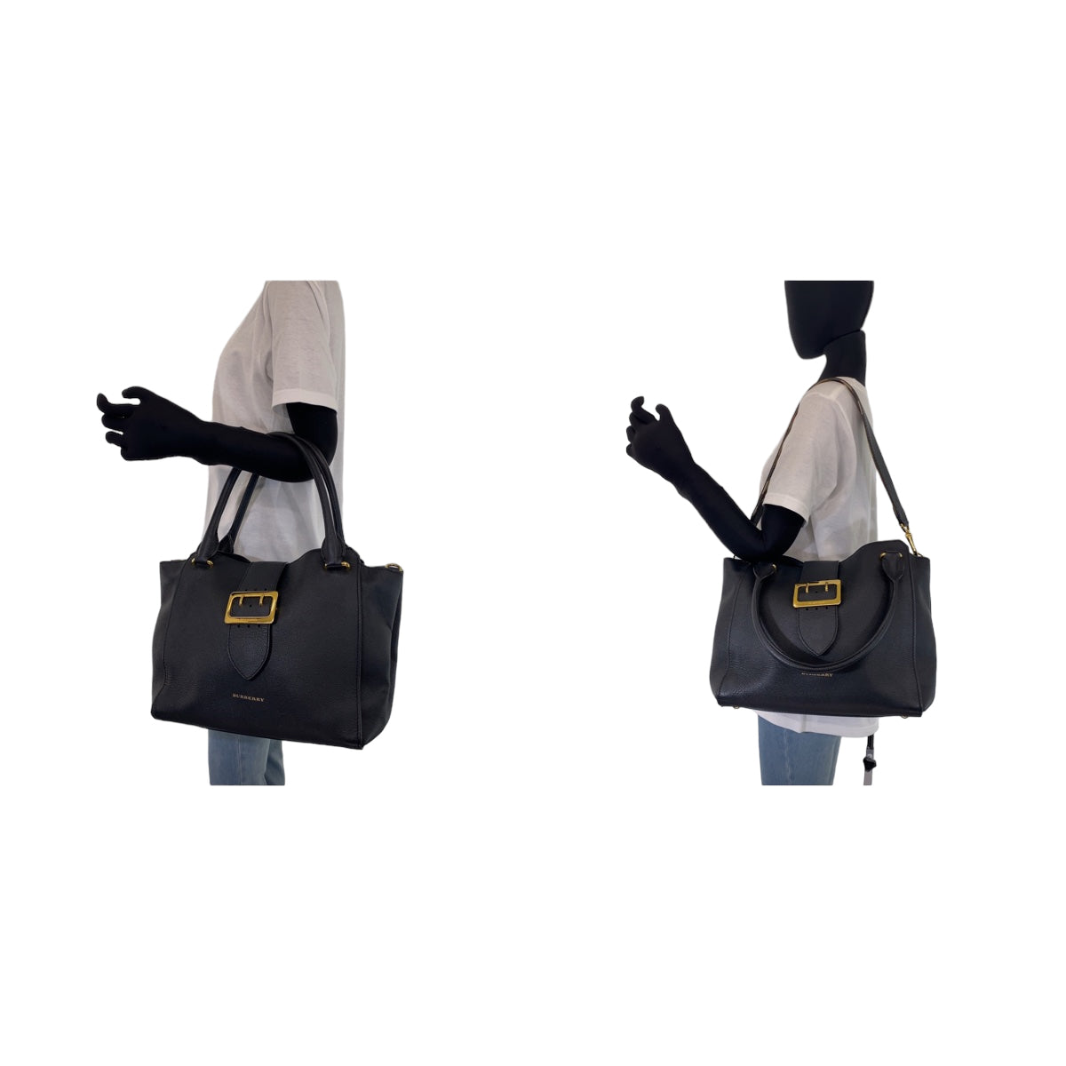 H-0381
BURBERRY バーバリー ベルトトート ブラック 黒 ゴールド金具 レザー 4029022 ショルダーバッグ ハンドバッグ 2WAY  レディース
