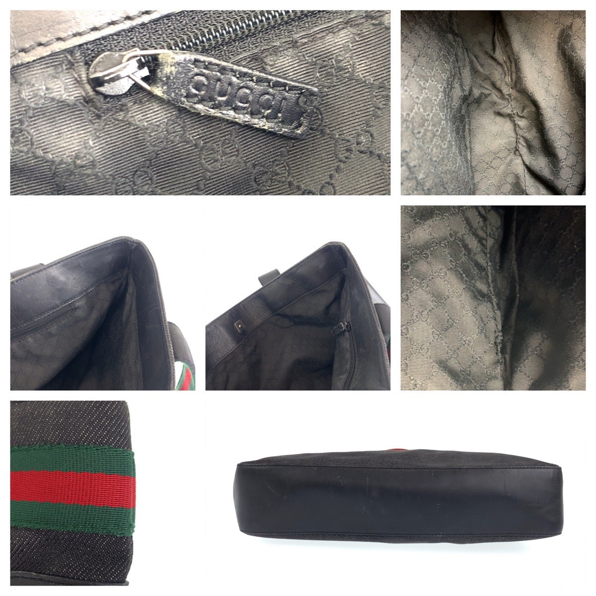 10199
GUCCI グッチ シェリーライン グレー キャンバス / レザー 73983 ハンドバッグ トートバッグ  レディース