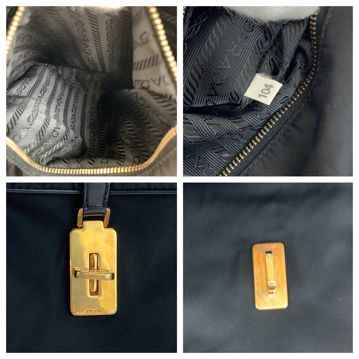 10201
PRADA プラダ テスート 三角ロゴ 男女兼用 ブラック 黒 ゴールド金具 ナイロン 斜め掛け ショルダーバッグ ポシェット  レディース