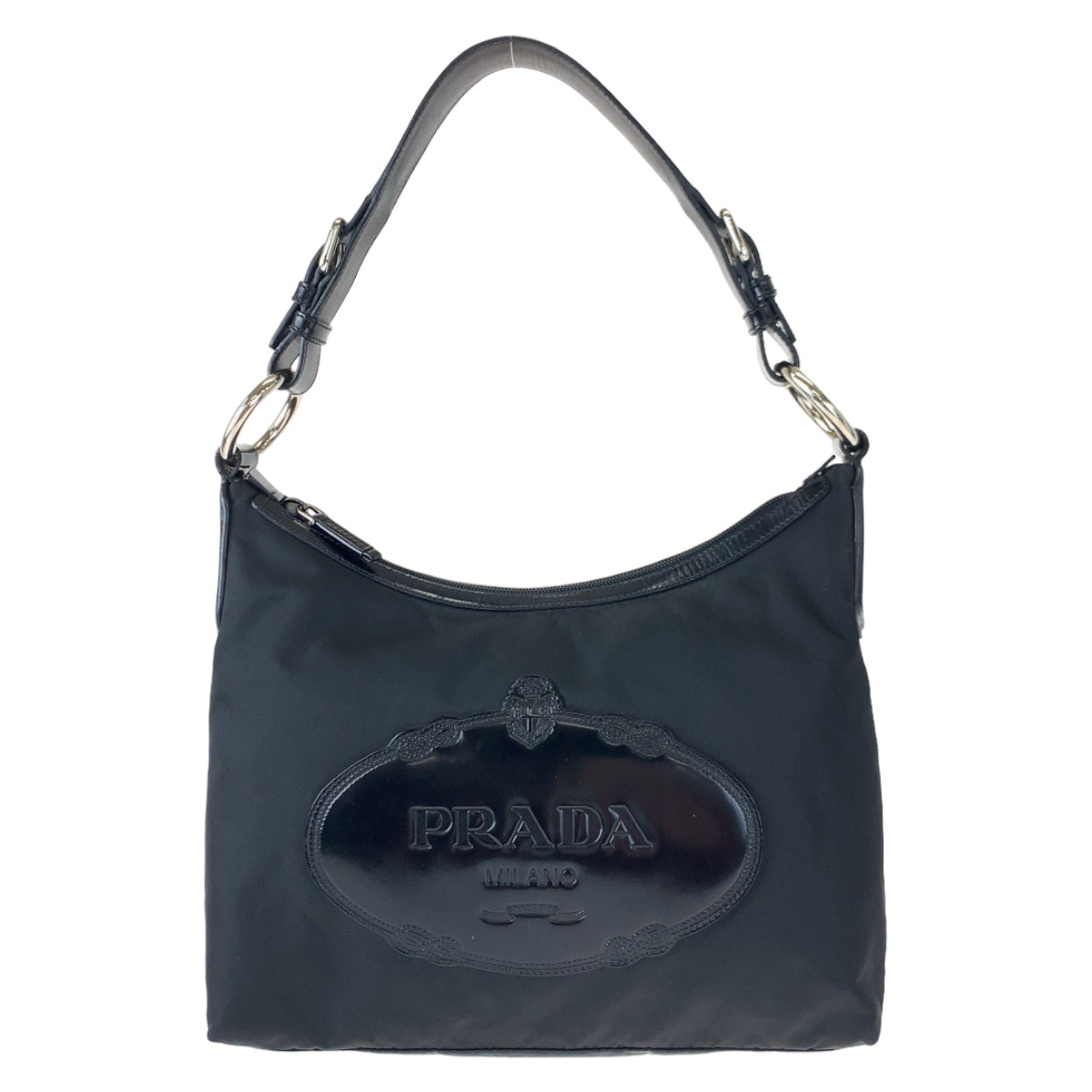 C-032
 PRADA Prada Tessuto Logo Embossed Black Nylon/Leather Shoulder Bag Handbag Shoulder Bag Women's