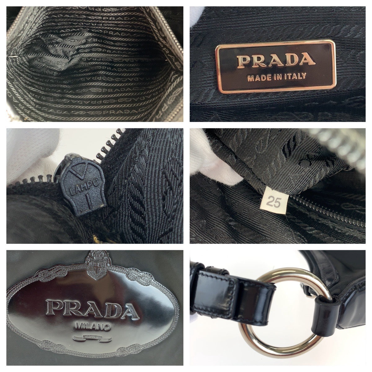 C-032
 PRADA Prada Tessuto Logo Embossed Black Nylon/Leather Shoulder Bag Handbag Shoulder Bag Women's