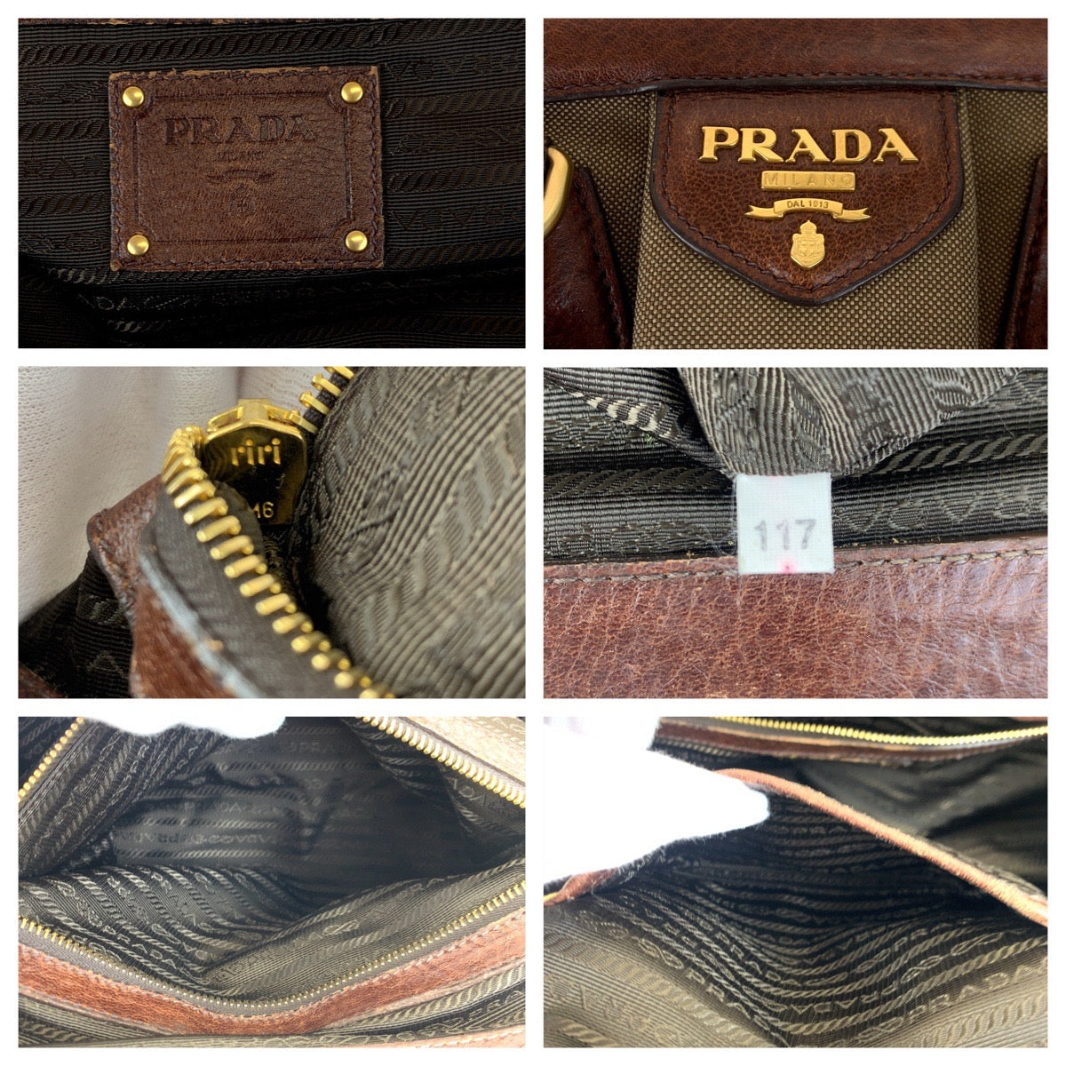 H-00295
PRADA プラダ ロゴジャガード ブラウン ベージュ キャンバス / レザー ショルダーバッグ がま口 ハンドバッグ  レディース