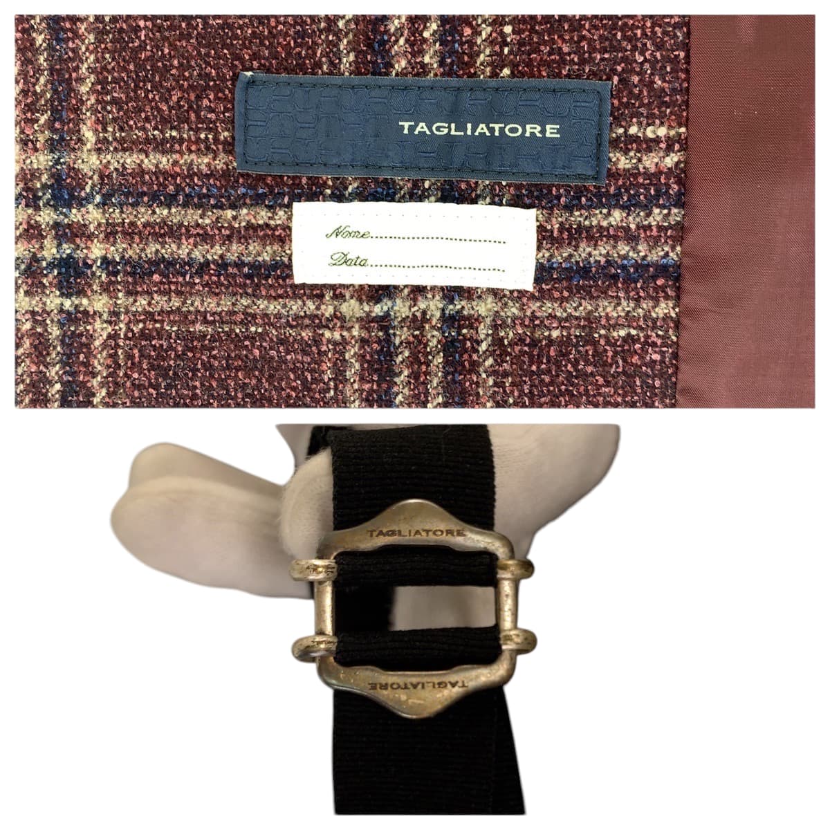 17948
TAGLIATORE タリアトーレ チェック柄 サイズ52 ワインレッド ボルドー シルバー金具 ウール / キュプラ ベスト ジレ  メンズ ABP19
