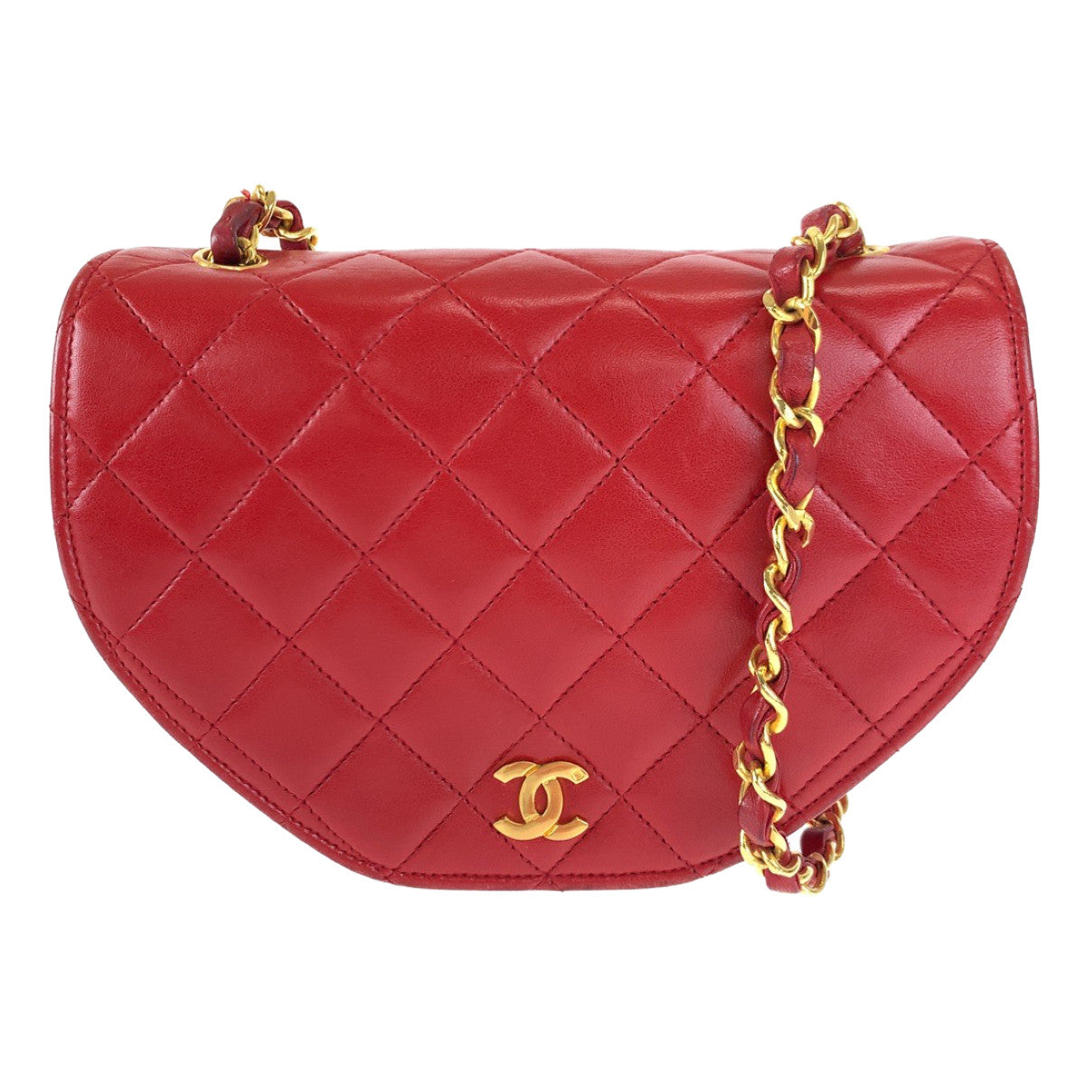 H-00185
CHANEL シャネル マトラッセ ココマーク レッド 赤 ゴールド金具 ラムスキン チェーンショルダーバッグ  レディース