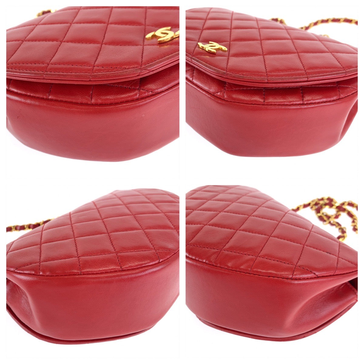 H-00185
CHANEL シャネル マトラッセ ココマーク レッド 赤 ゴールド金具 ラムスキン チェーンショルダーバッグ  レディース