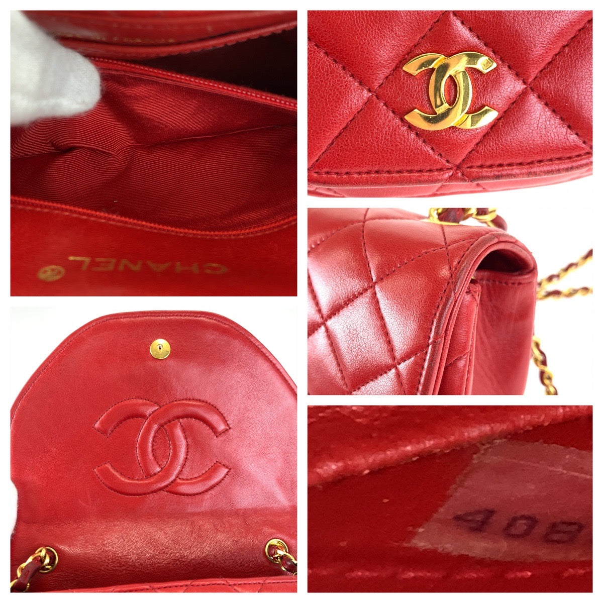 H-00185
CHANEL シャネル マトラッセ ココマーク レッド 赤 ゴールド金具 ラムスキン チェーンショルダーバッグ  レディース