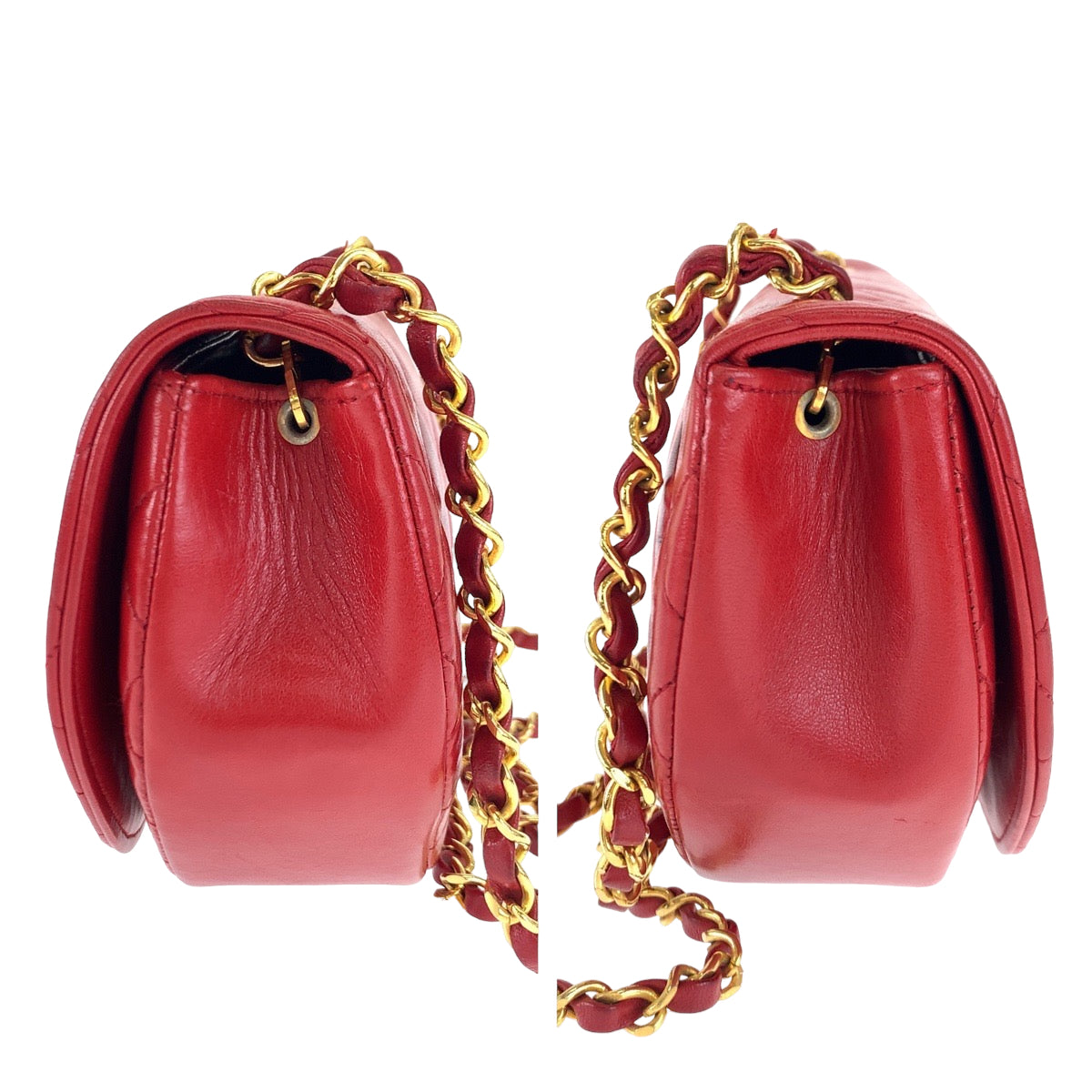 H-00185
CHANEL シャネル マトラッセ ココマーク レッド 赤 ゴールド金具 ラムスキン チェーンショルダーバッグ  レディース