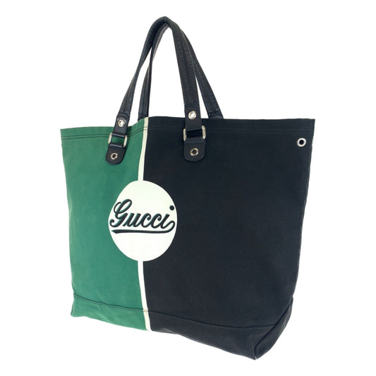 H-00186
GUCCI グッチ グリーン 緑 ブラック 黒 キャンバス 194465 トートバッグ ハンドバッグ  メンズ