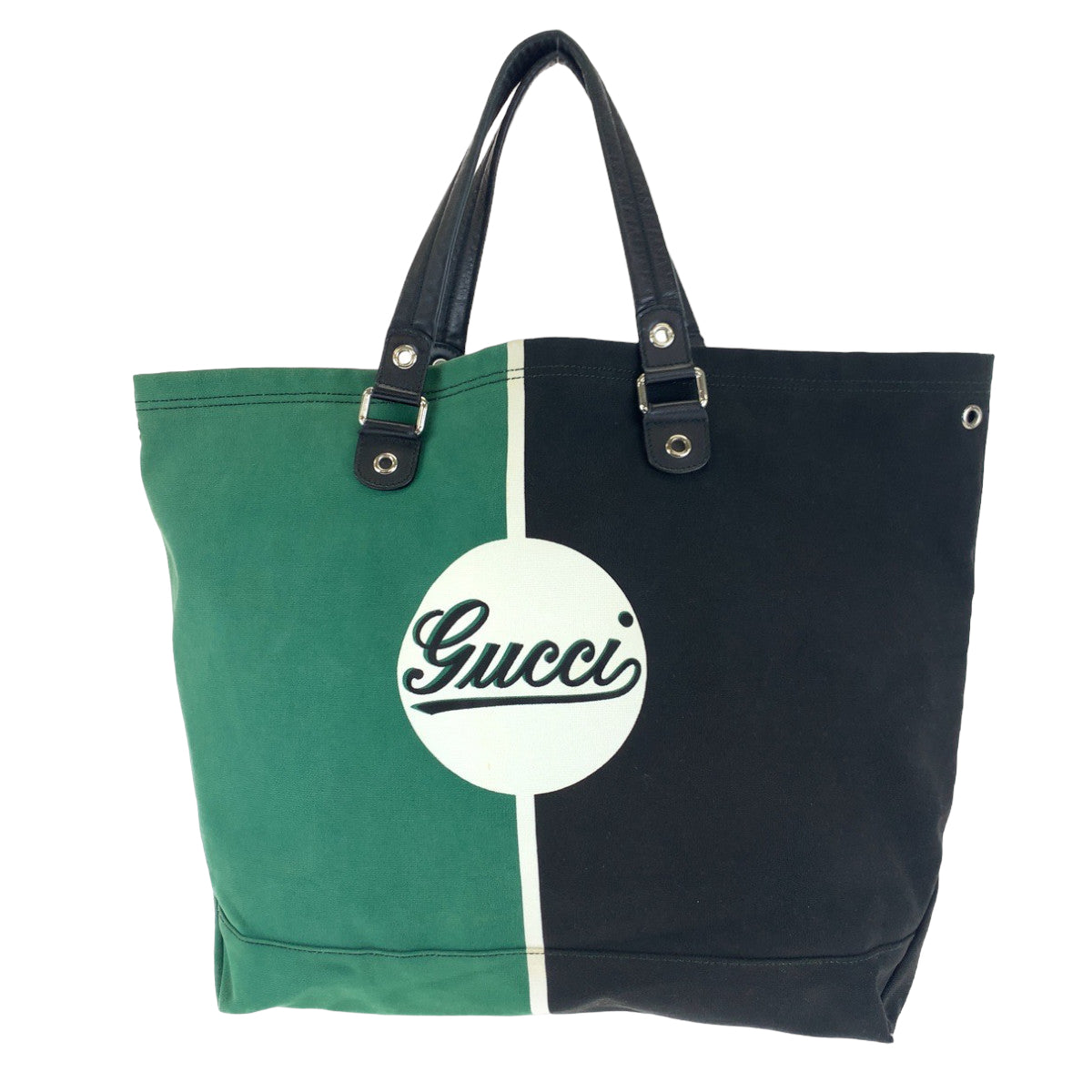 H-00186
GUCCI グッチ グリーン 緑 ブラック 黒 キャンバス 194465 トートバッグ ハンドバッグ  メンズ