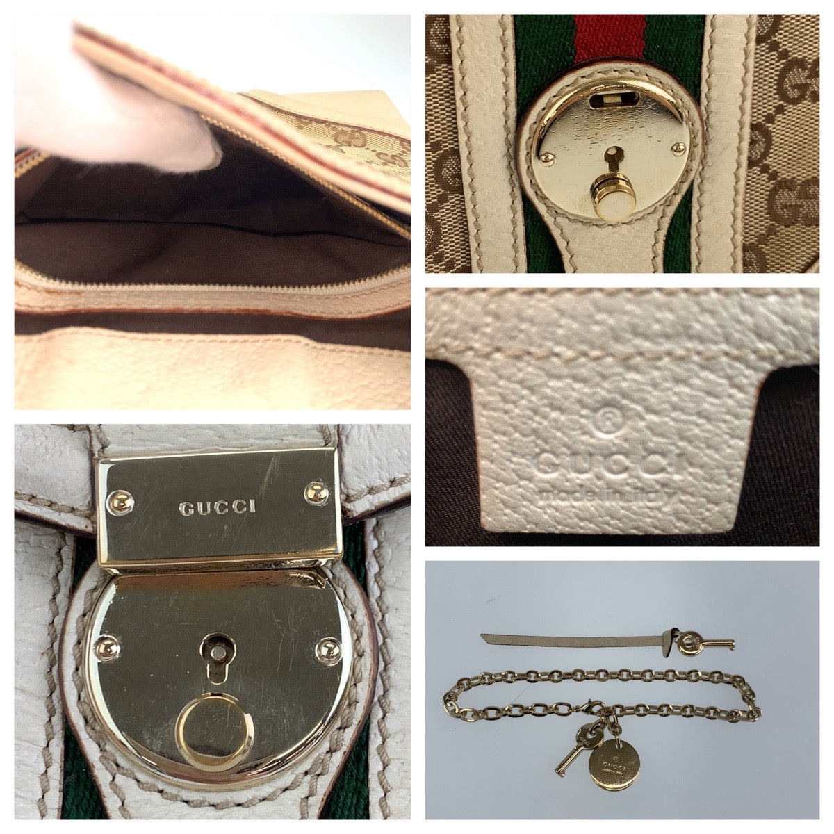 10205
GUCCI グッチ シェリーライン ベージュ ゴールド金具 GGキャンバス 斜め掛け ショルダーバッグ ポシェット  レディース