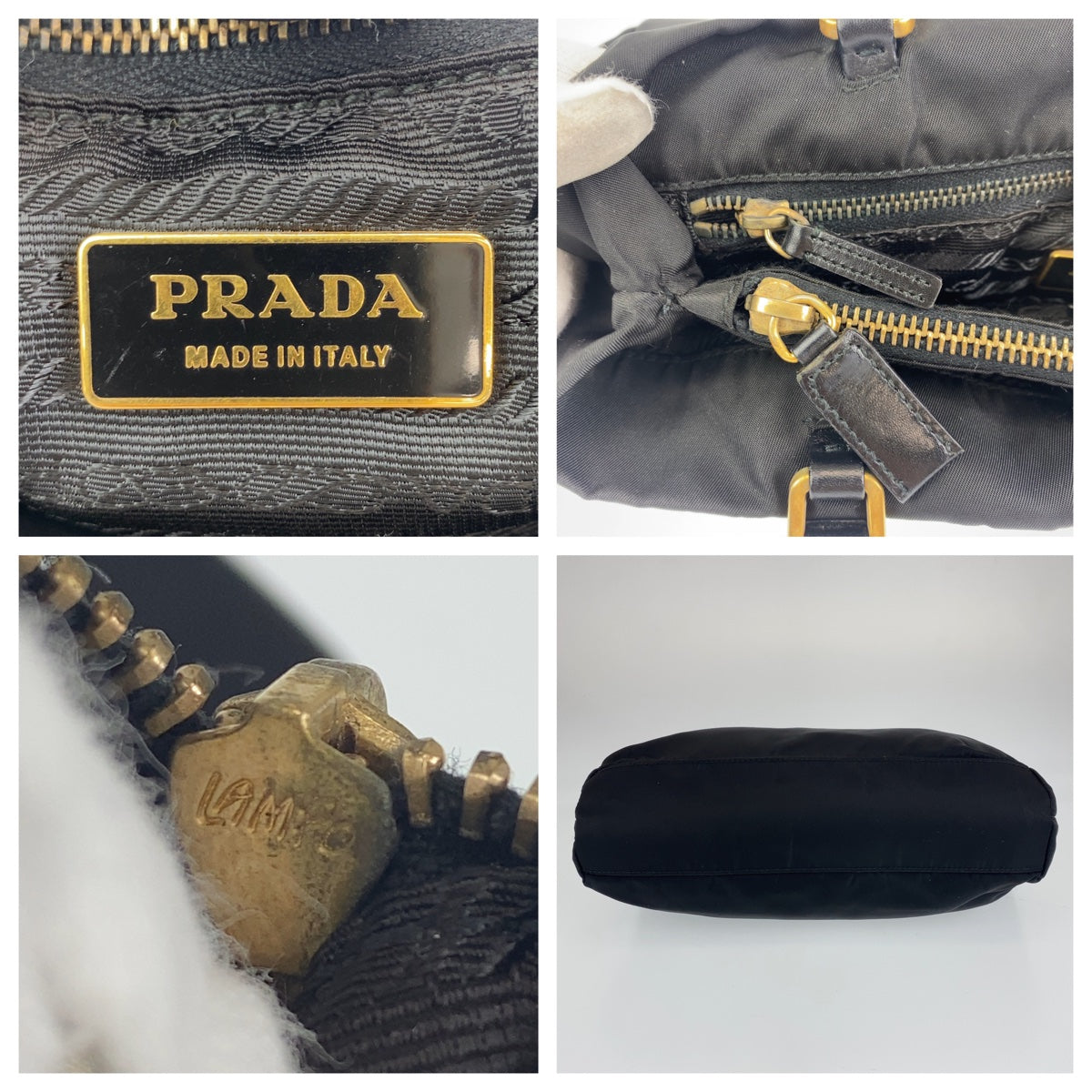 C-103
PRADA プラダ 三角ロゴプレート ブラック 黒 ゴールド金具 ナイロン / レザー ハンドバッグ トートバッグ  レディース