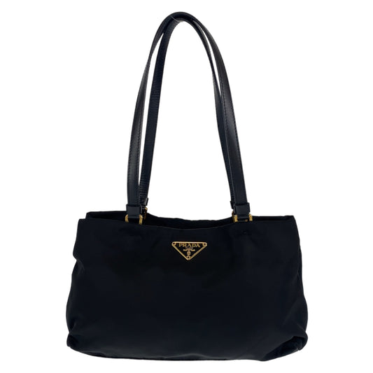 C-103
PRADA プラダ 三角ロゴプレート ブラック 黒 ゴールド金具 ナイロン / レザー ハンドバッグ トートバッグ  レディース