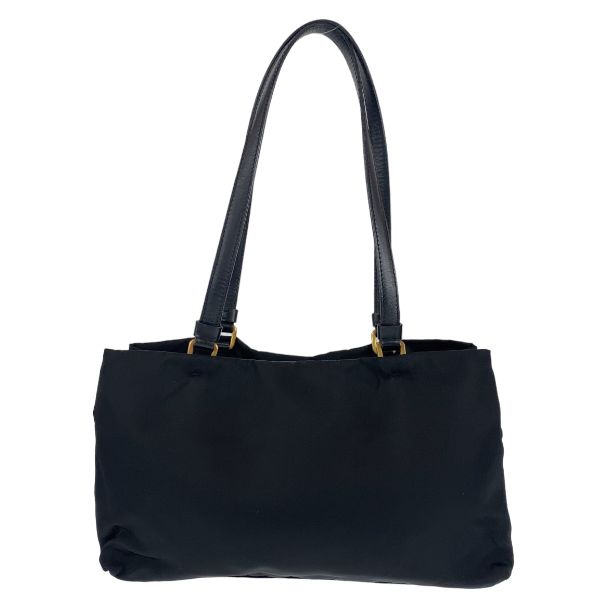 C-103
PRADA プラダ 三角ロゴプレート ブラック 黒 ゴールド金具 ナイロン / レザー ハンドバッグ トートバッグ  レディース