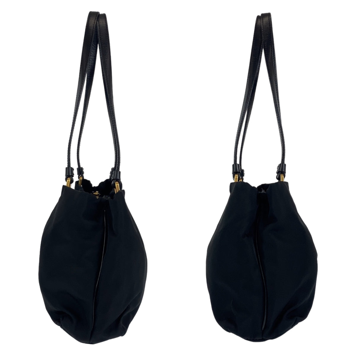 C-103
PRADA プラダ 三角ロゴプレート ブラック 黒 ゴールド金具 ナイロン / レザー ハンドバッグ トートバッグ  レディース