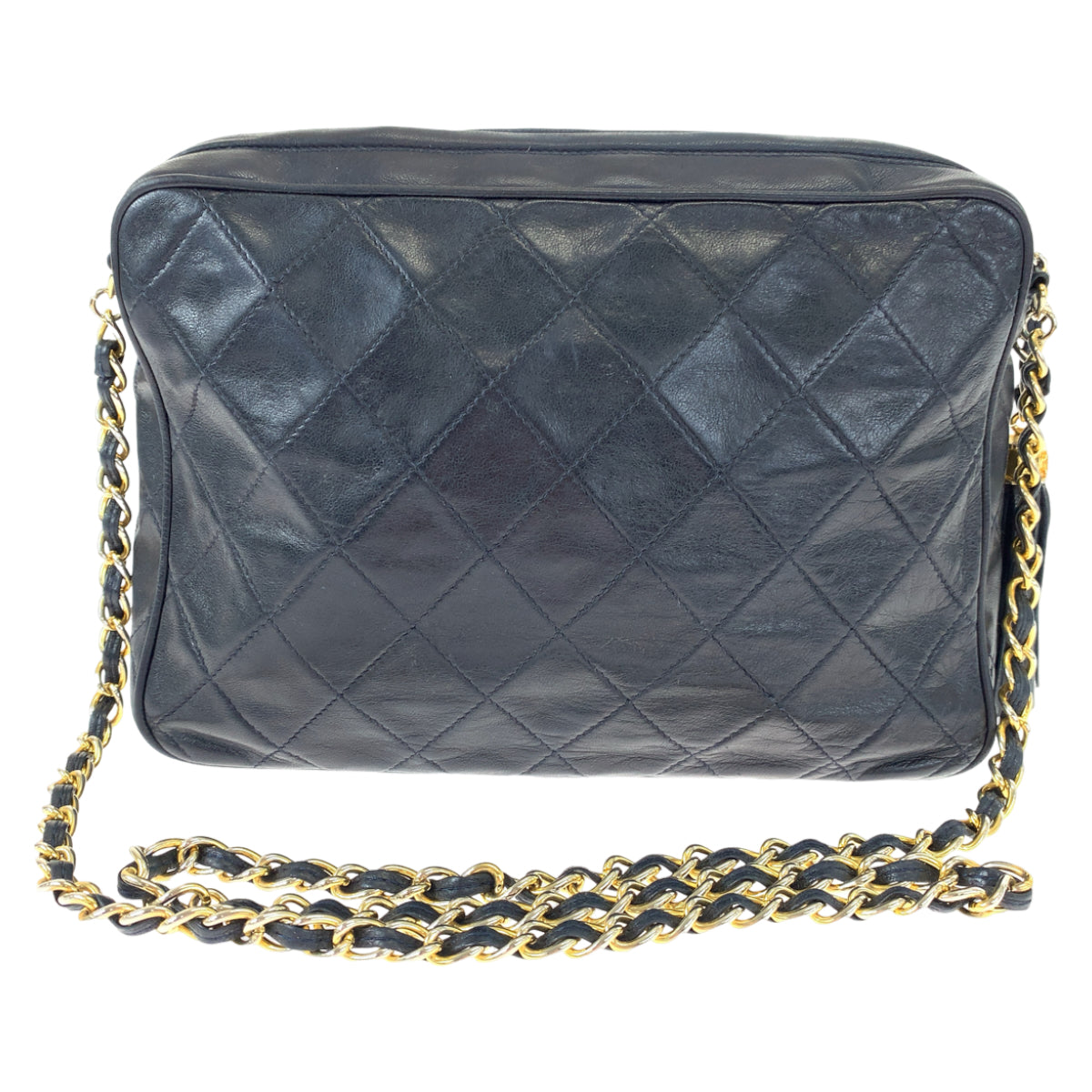 10208
CHANEL シャネル ヴィンテージ マトラッセ ココマーク フリンジ ネイビー ゴールド金具 ラムスキン ショルダーバッグ 斜め掛け  レディース