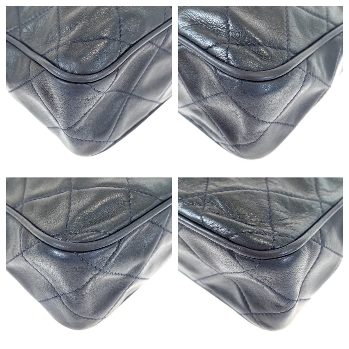 10208
CHANEL シャネル ヴィンテージ マトラッセ ココマーク フリンジ ネイビー ゴールド金具 ラムスキン ショルダーバッグ 斜め掛け  レディース