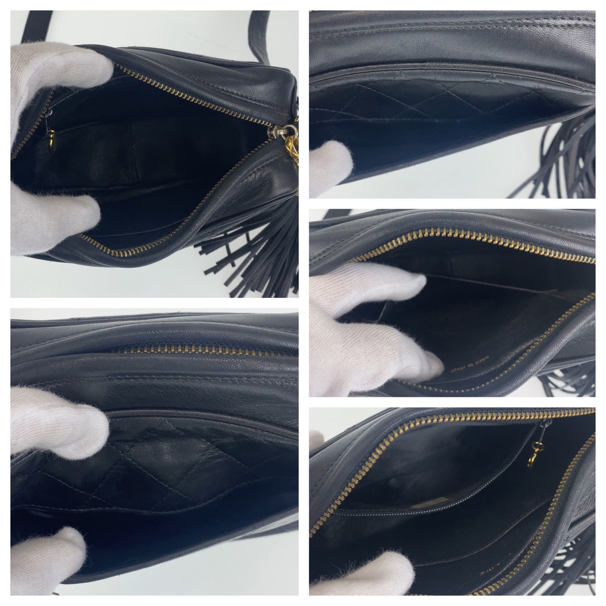 C-048
CHANEL シャネル ヴィンテージ マトラッセ タッセル フリンジ ブラック 黒 ゴールド金具 ラムスキン 斜め掛け ショルダーバッグ  レディース