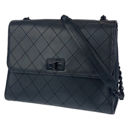 C-046
CHANEL シャネル ヴィンテージ ワイルドステッチ 2.55 ブラック 黒 ブラック金具 ラムスキン ショルダーバッグ ワンショルダーバッグ  レディース