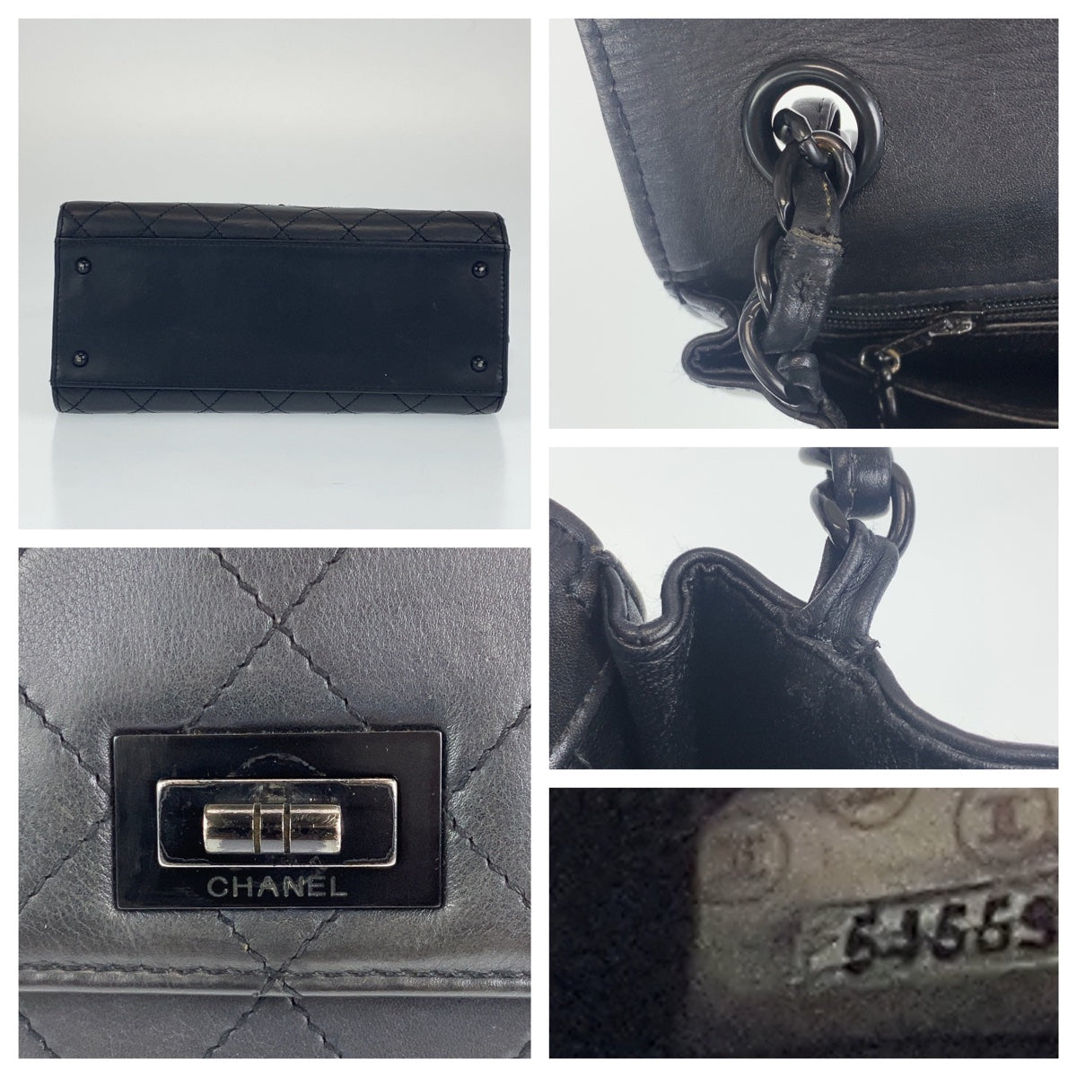 C-046
CHANEL シャネル ヴィンテージ ワイルドステッチ 2.55 ブラック 黒 ブラック金具 ラムスキン ショルダーバッグ ワンショルダーバッグ  レディース