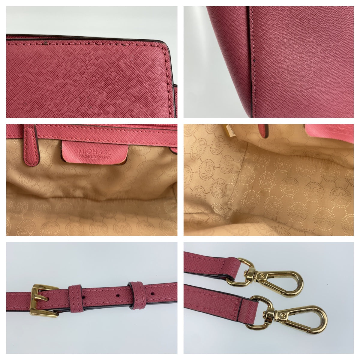 12670
Michael Kors マイケルコース セルマ ピンク ゴールド金具 レザー 2way ショルダーバッグ 斜め掛け  レディース