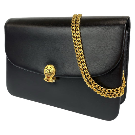 H-00299
Dior ディオール ヴィンテージ CDロゴ ブラック 黒 ゴールド金具 レザー チェーンショルダーバッグ 肩掛けバッグ  レディース