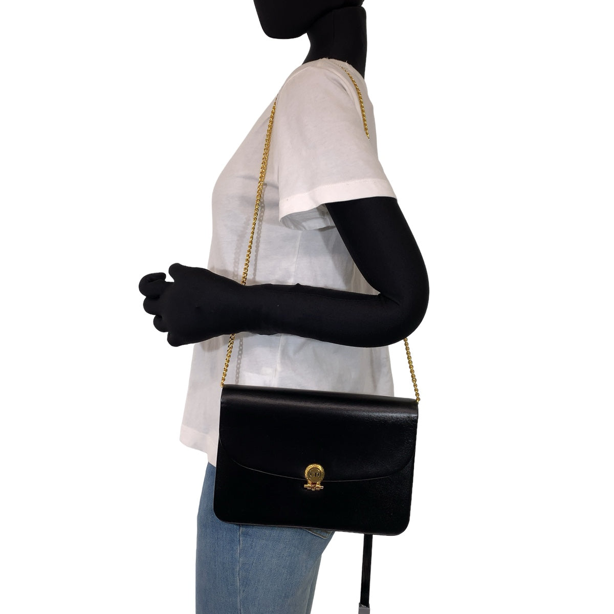 H-00299
Dior ディオール ヴィンテージ CDロゴ ブラック 黒 ゴールド金具 レザー チェーンショルダーバッグ 肩掛けバッグ  レディース