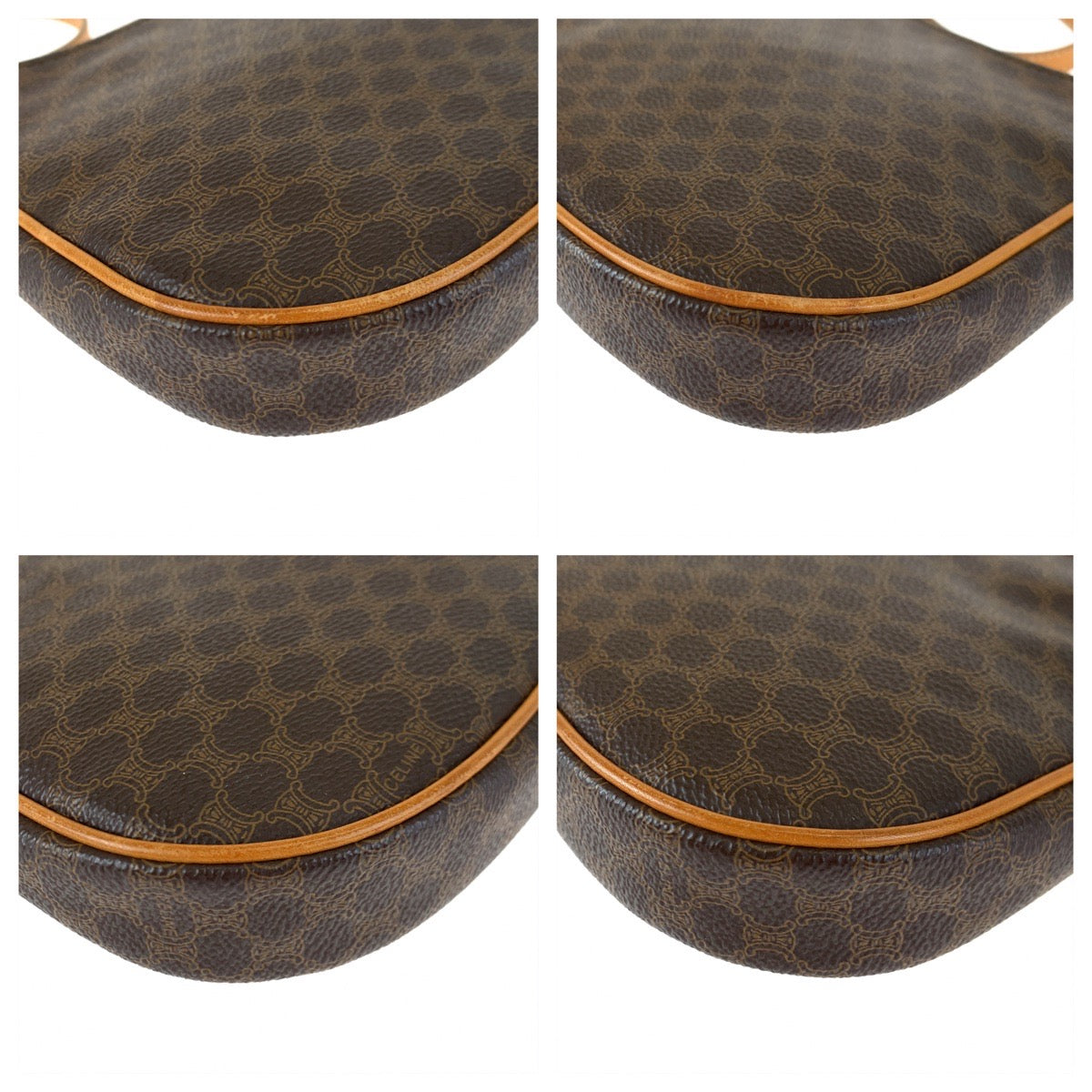 10212
CELINE セリーヌ ヴィンテージ マカダム ブラウン 茶 PVC ショルダーバッグ アクセサリーポーチ  レディース