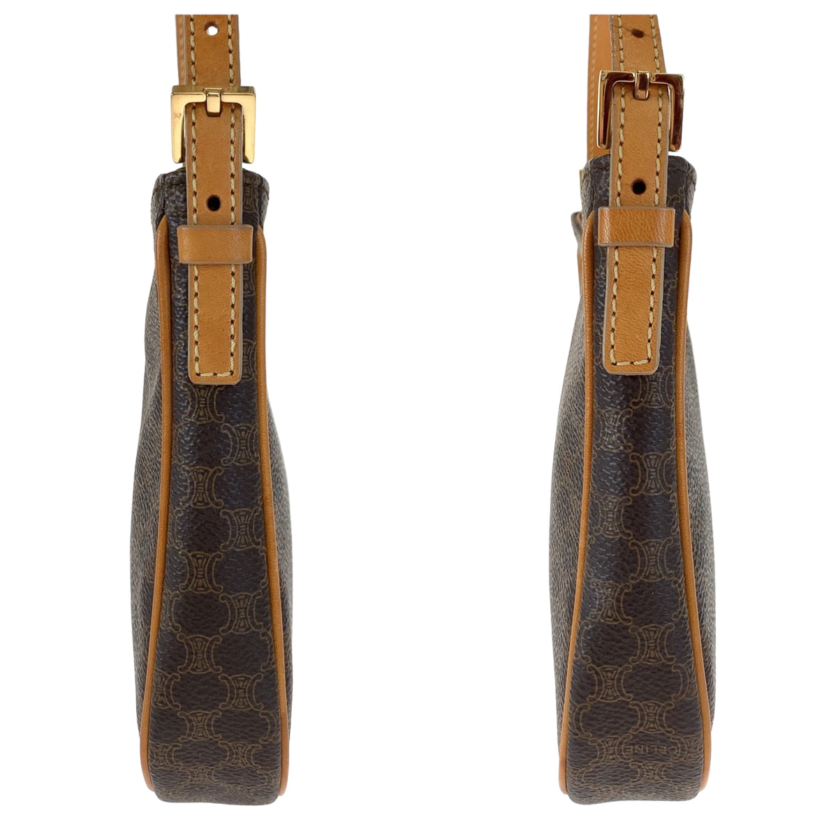 10212
CELINE セリーヌ ヴィンテージ マカダム ブラウン 茶 PVC ショルダーバッグ アクセサリーポーチ  レディース