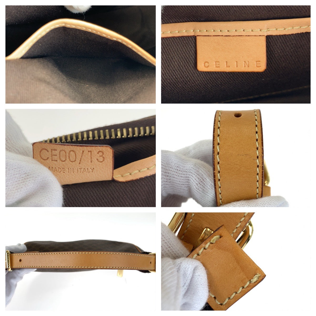 H-00193
CELINE セリーヌ ヴィンテージ マカダム ホーボー ブラウン 茶 PVC ハンドバッグ アクセサリーポーチ  レディース