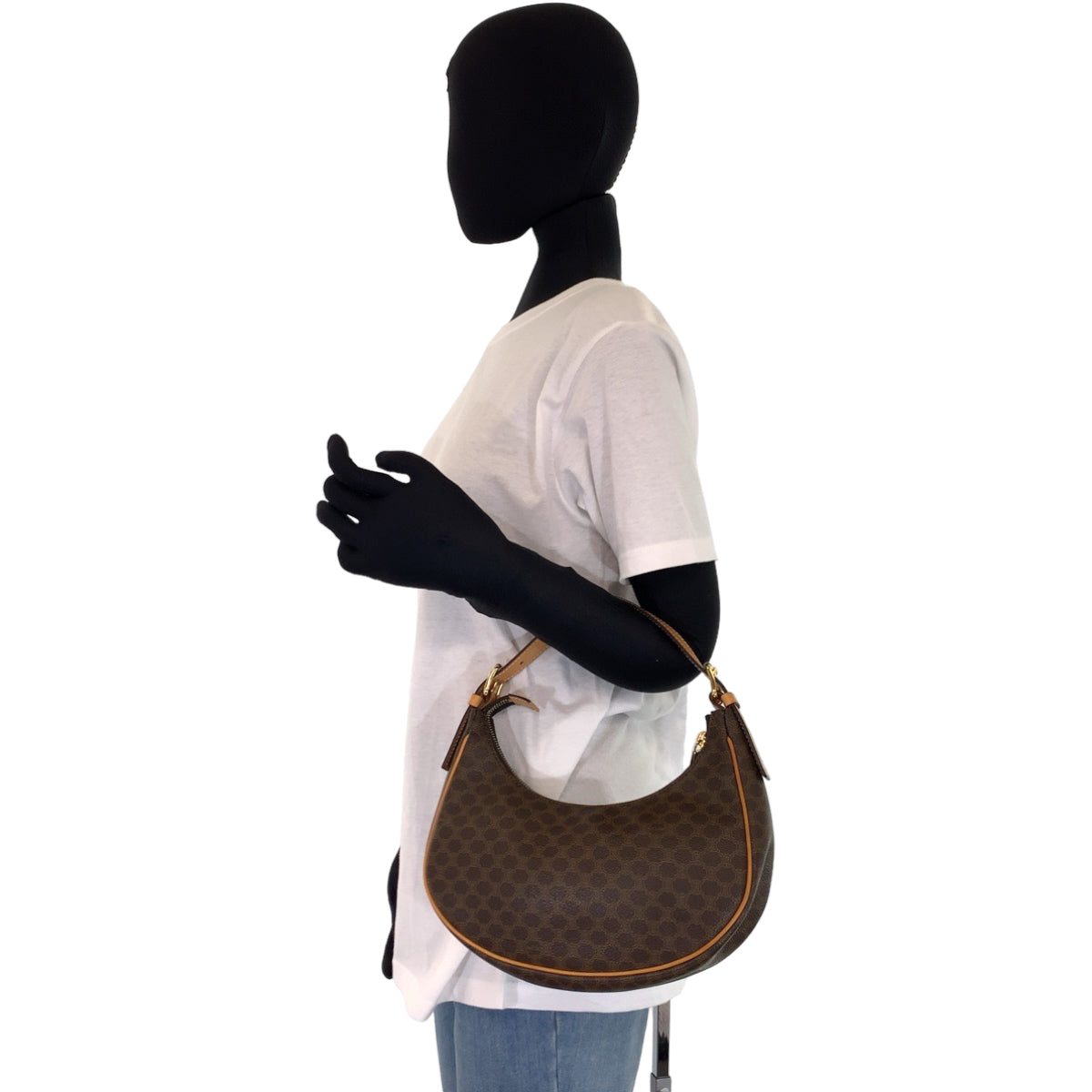 H-00193
CELINE セリーヌ ヴィンテージ マカダム ホーボー ブラウン 茶 PVC ハンドバッグ アクセサリーポーチ  レディース