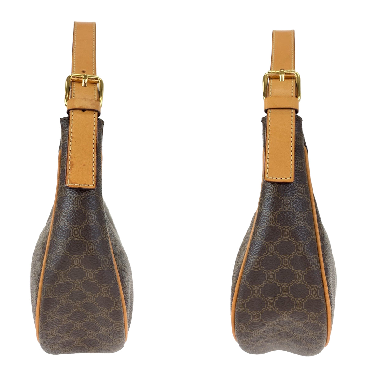 H-00193
CELINE セリーヌ ヴィンテージ マカダム ホーボー ブラウン 茶 PVC ハンドバッグ アクセサリーポーチ  レディース