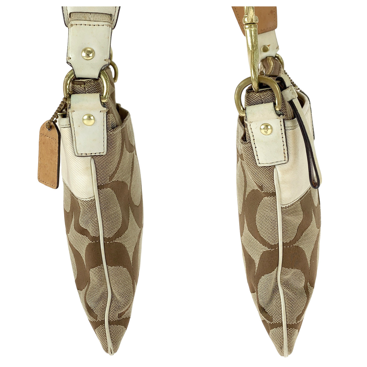 12669
 COACH Signature Stripe Solid Swing Pack Brown Gold Hardware Canvas/Leather 41207 Shoulder Bag Pochette Crossbody Bag for Women