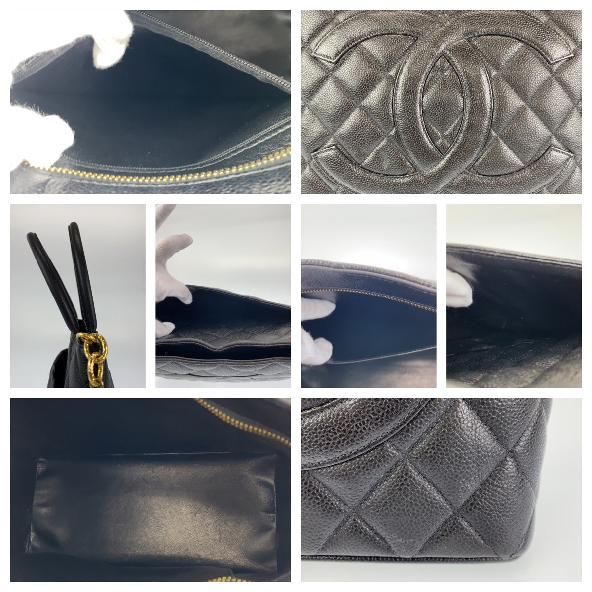H-00196
CHANEL シャネル ヴィンテージ 復刻トート メダリオン ブラック 黒 ゴールド 金 キャビアスキン トートバッグ 肩がけ  レディース