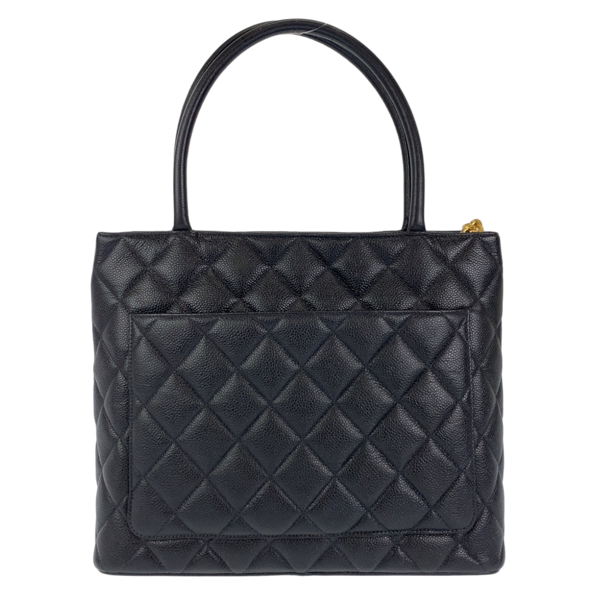 H-00196
CHANEL シャネル ヴィンテージ 復刻トート メダリオン ブラック 黒 ゴールド 金 キャビアスキン トートバッグ 肩がけ  レディース
