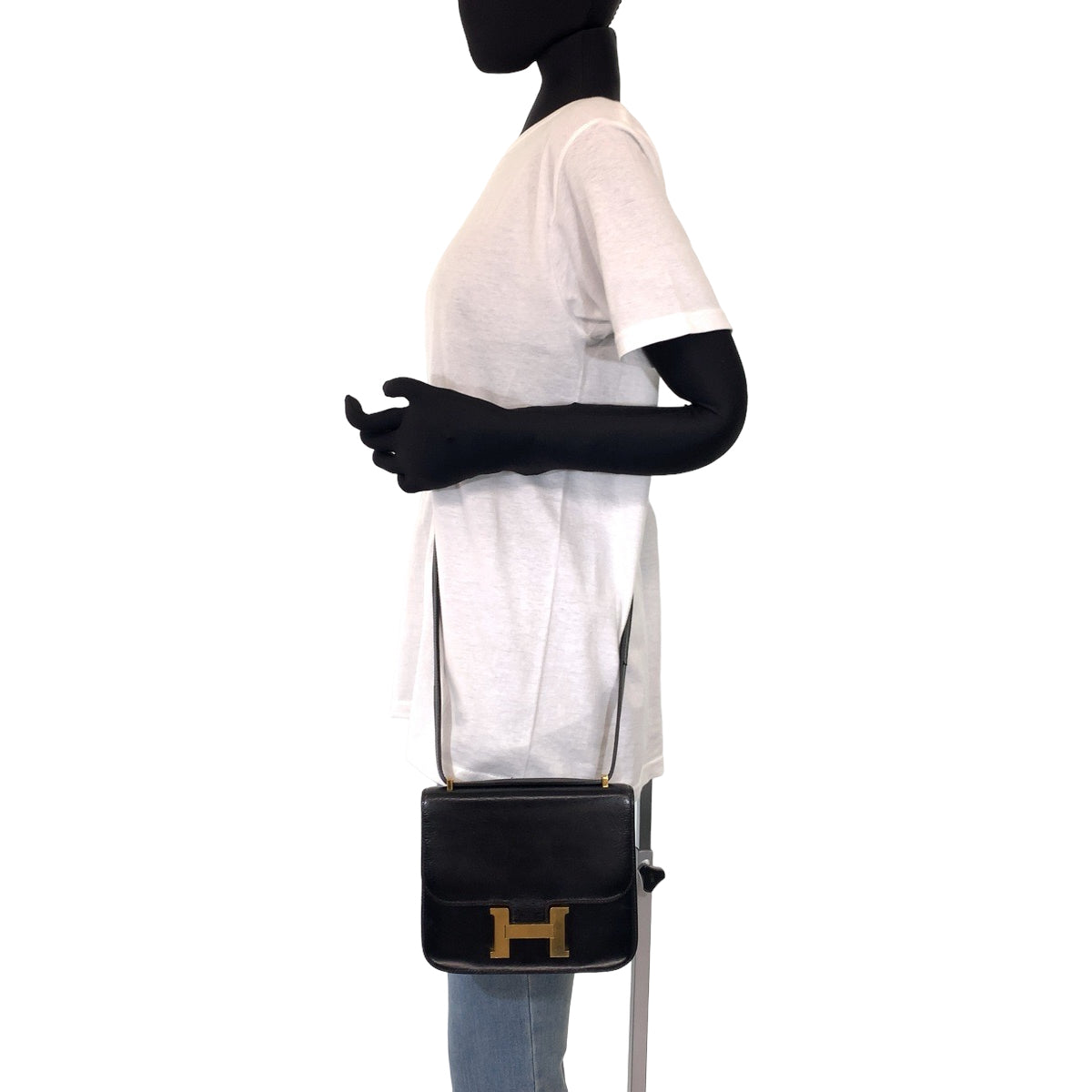 HERMES エルメス ヴィンテージ コンスタンス3 ミニ 18 ブラック 黒 ゴールド金具 ボックスカーフ ショルダーバッグ 斜め掛け U刻印  レディース