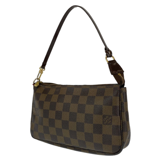 LOUIS VUITTON ルイヴィトン ダミエ ポシェットアクセソワール ブラウン 茶 ゴールド金具 PVC N51985 ポーチ アクセサリーポーチ  レディース