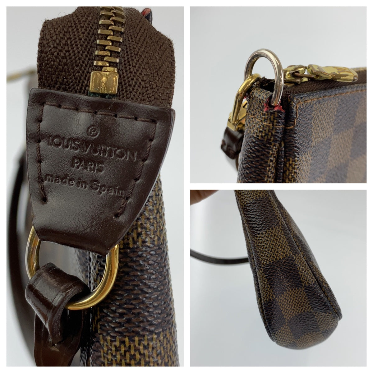 LOUIS VUITTON ルイヴィトン ダミエ ポシェットアクセソワール ブラウン 茶 ゴールド金具 PVC N51985 ポーチ アクセサリーポーチ  レディース