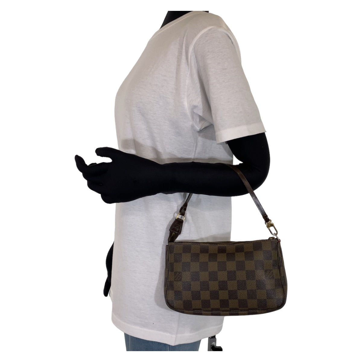 LOUIS VUITTON ルイヴィトン ダミエ ポシェットアクセソワール ブラウン 茶 ゴールド金具 PVC N51985 ポーチ アクセサリーポーチ  レディース