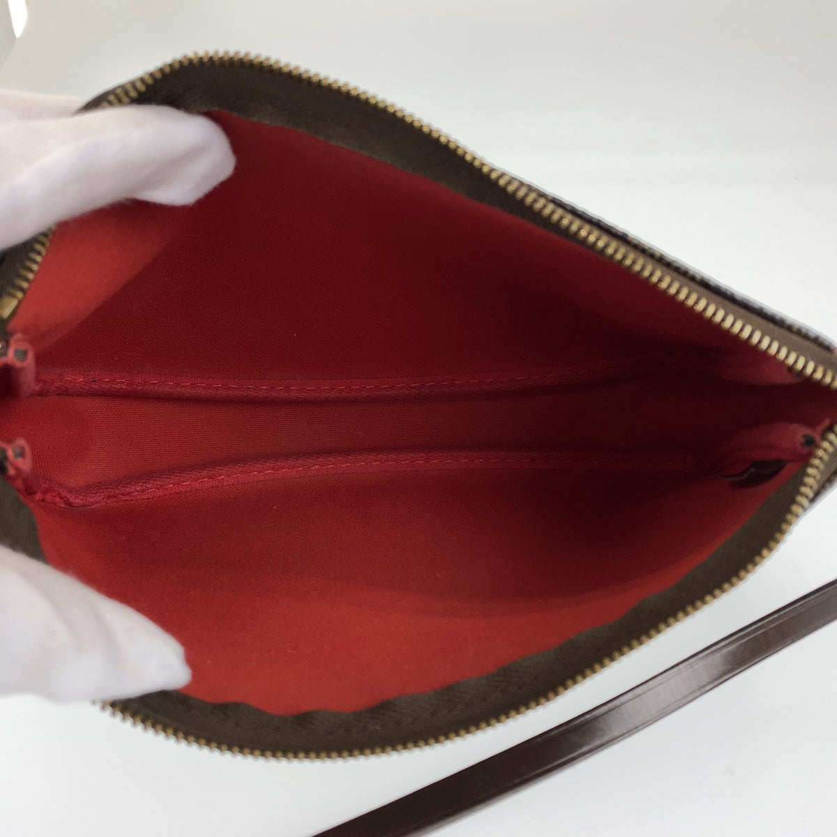 LOUIS VUITTON ルイヴィトン ダミエ ポシェットアクセソワール ブラウン 茶 ゴールド金具 PVC N51985 ポーチ アクセサリーポーチ  レディース