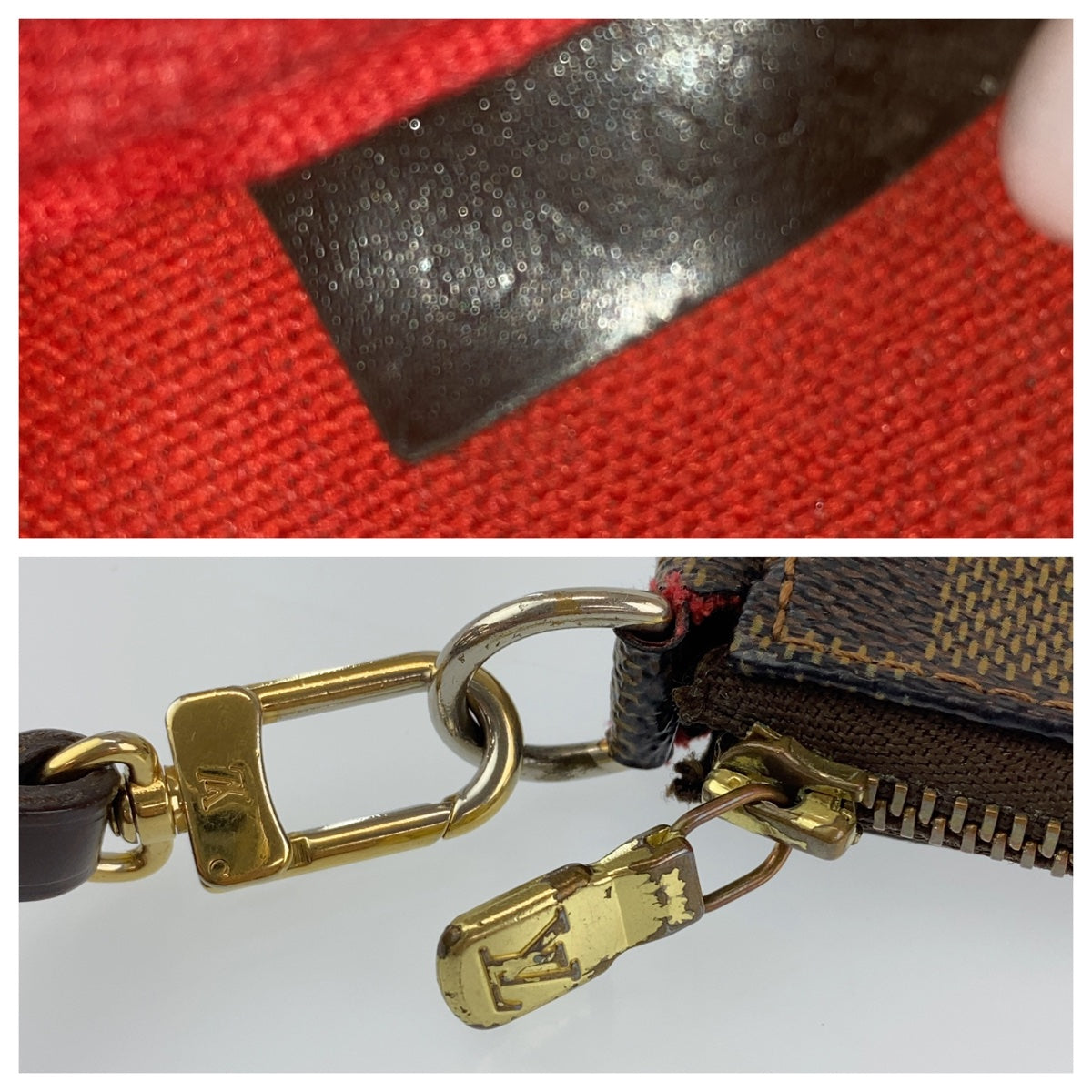LOUIS VUITTON ルイヴィトン ダミエ ポシェットアクセソワール ブラウン 茶 ゴールド金具 PVC N51985 ポーチ アクセサリーポーチ  レディース
