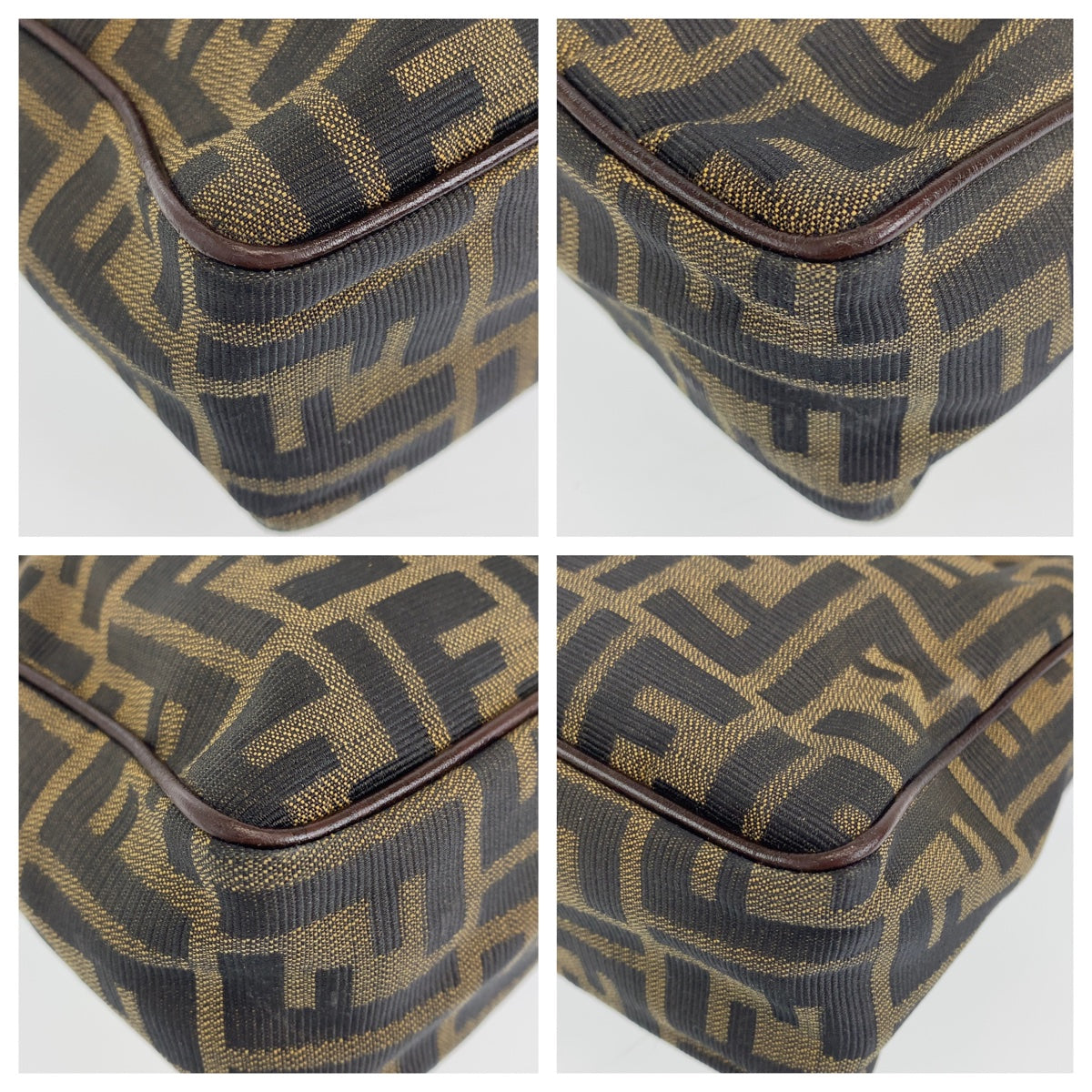 H-00197
FENDI フェンディ ズッカ ブラウン 茶 ゴールド金具 キャンバス / レザー ハンドバッグ トートバッグ  レディース