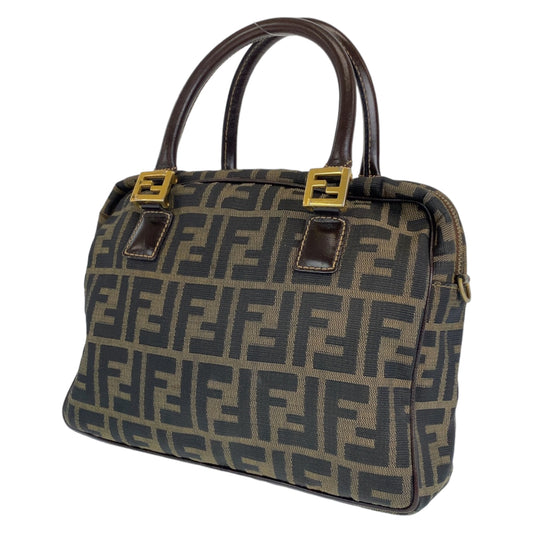 H-00197
FENDI フェンディ ズッカ ブラウン 茶 ゴールド金具 キャンバス / レザー ハンドバッグ トートバッグ  レディース
