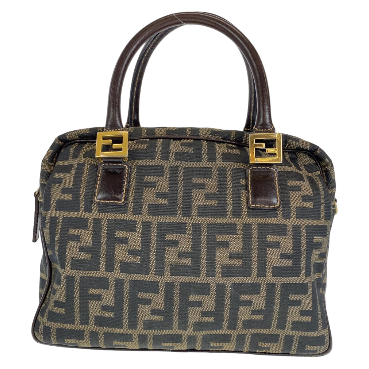H-00197
FENDI フェンディ ズッカ ブラウン 茶 ゴールド金具 キャンバス / レザー ハンドバッグ トートバッグ  レディース