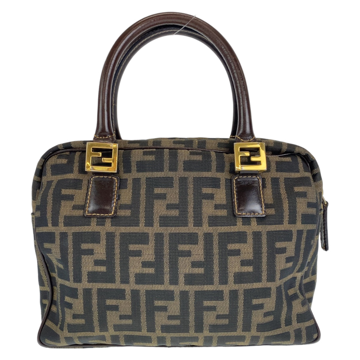 H-00197
FENDI フェンディ ズッカ ブラウン 茶 ゴールド金具 キャンバス / レザー ハンドバッグ トートバッグ  レディース
