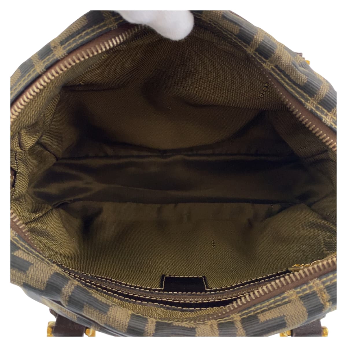 H-00197
FENDI フェンディ ズッカ ブラウン 茶 ゴールド金具 キャンバス / レザー ハンドバッグ トートバッグ  レディース