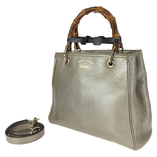 C-077
GUCCI グッチ バンブー ショッパー スモール シャンパンゴールド カーフ 336032 ショルダーバッグ ハンドバッグ 2way  レディース