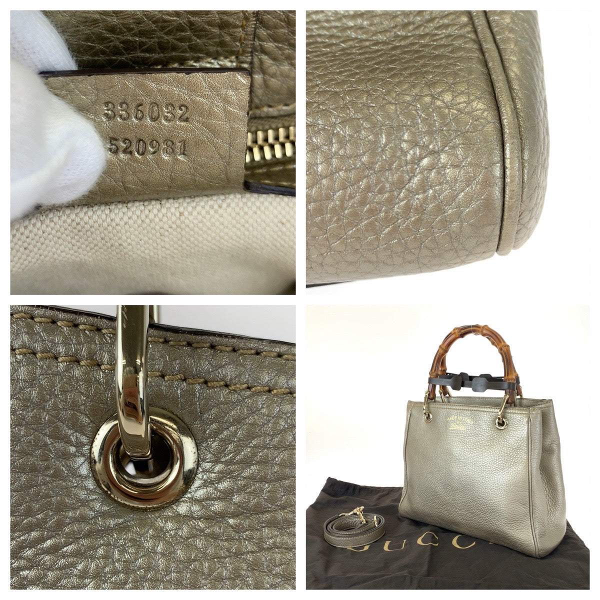C-077
GUCCI グッチ バンブー ショッパー スモール シャンパンゴールド カーフ 336032 ショルダーバッグ ハンドバッグ 2way  レディース