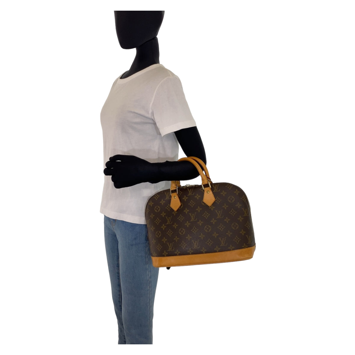 H-00300
LOUIS VUITTON ルイヴィトン モノグラム アルマPM ブラウン 茶 ゴールド金具 PVC M51130 ハンドバッグ トートバッグ  レディース